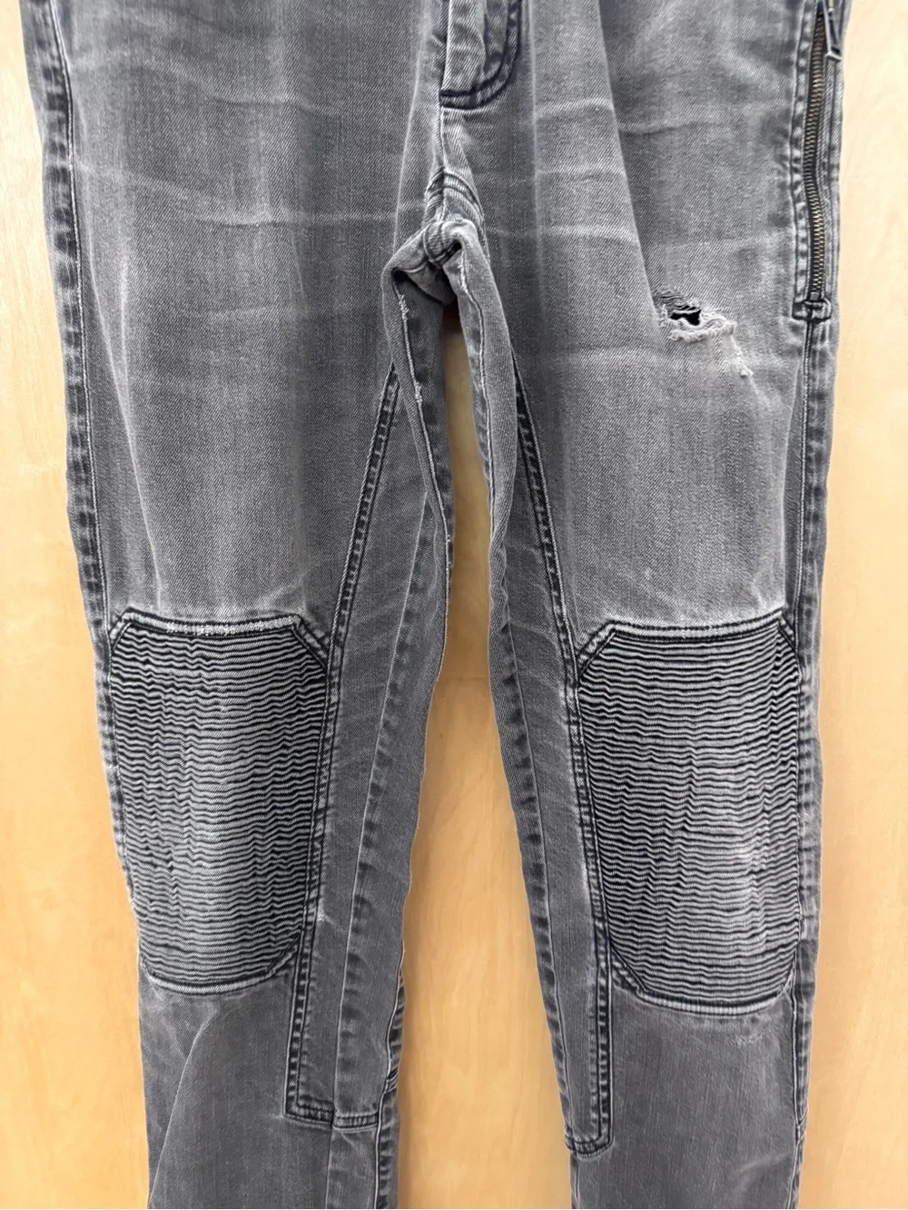 Belstaff Moto-Style Distressed Straight Leg Jeans – Gray (Size 30/33)